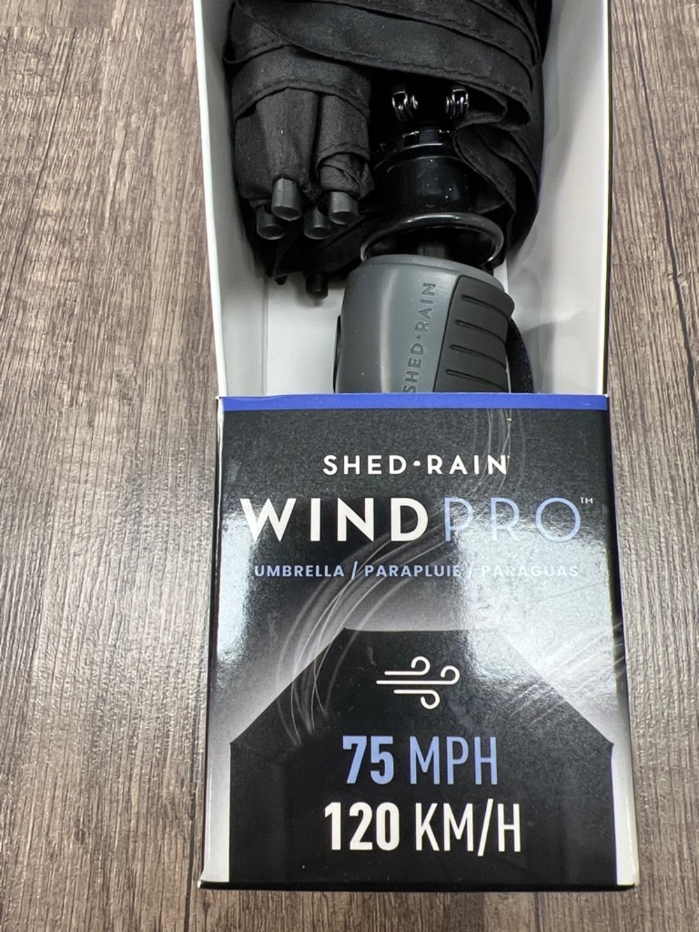 ShedRain WindPro Compact Black Umbrella - Picture 2 of 7